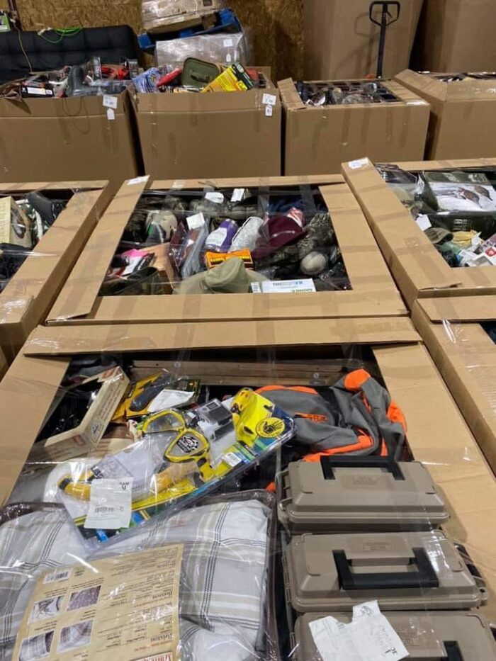 Hunting and fishing gear pallets for sale